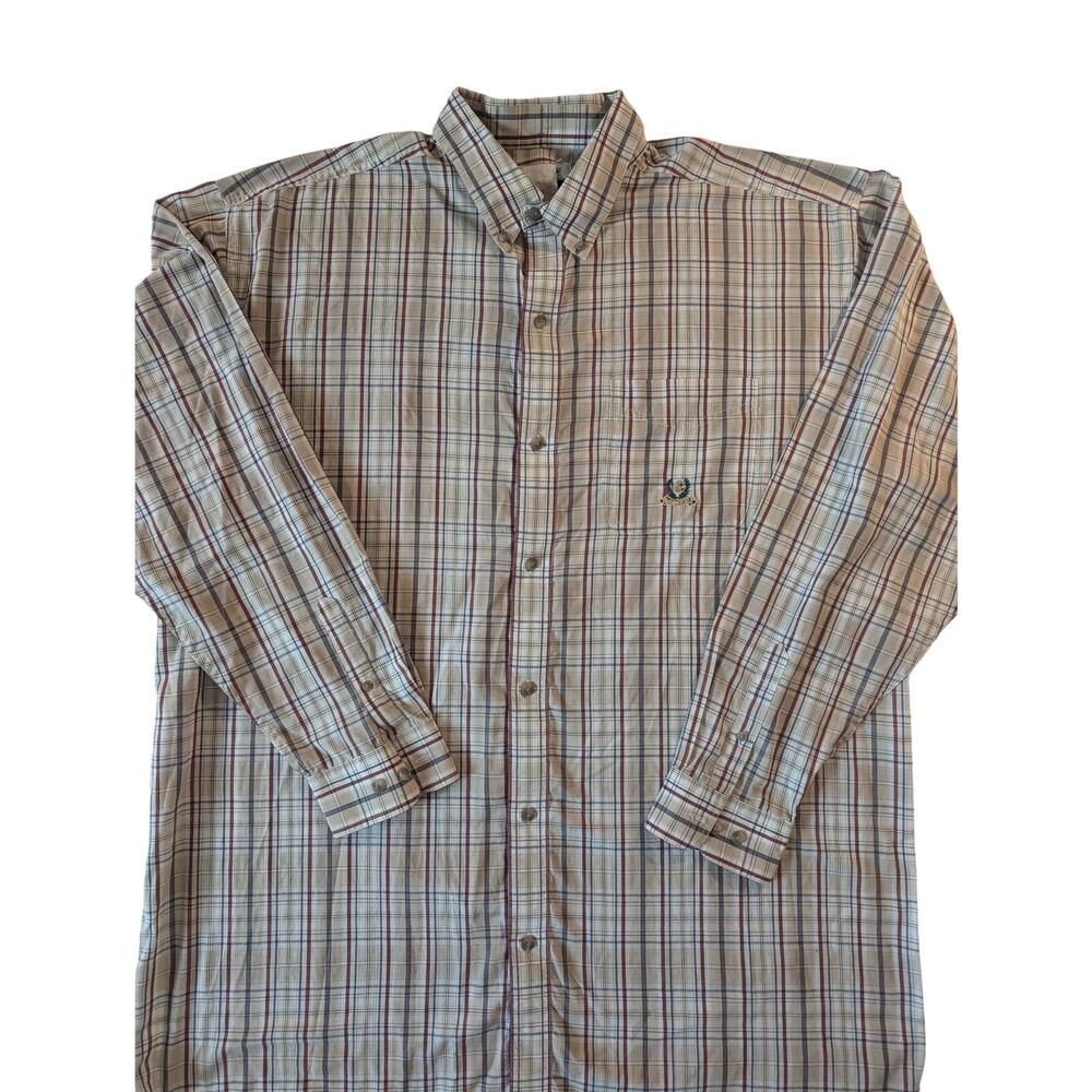 Vintage Wrangler Riata Shirt Men Size 2XLT Plaid Button Long Sleeve Western Logo